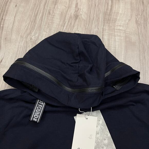 Acqua & Limone Oversized Hoodie Dress Black Graphic FOHR Made in Italy One Size - Picture 10 of 13